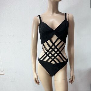 WOW couture strappy bodysuit black size:L
